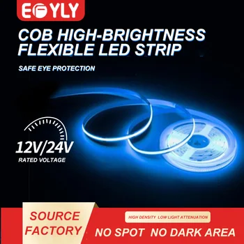 EFYLY Cuttable Elastīgu 5050 COB LED Lentes 5m/daudz 320 Led Augsta Blīvuma DC12V 24V Augstu Spilgtumu Ūdensizturīgs IP20 5mm/8mm