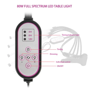 4Head 80W LED Augt Gaismas Caurule Pilna Spektra Sunlike Siltu Augu Galda Lampa USB Aptumšojami Iekštelpu Hidroponika Audzēšanu