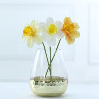 Mākslīgā Narcise orhideju ziedu galvas filiāle kāzas, līgavas pušķis mājas galda ziedu dekors