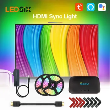 Smart Apkārtējā TV PC Apgaismojums LED Lentes Lampas H-DMI Sync lodziņā Sapnis Krāsu Gaismas komplekts Tv Box pc Spēles Alexa & Google Palīgs