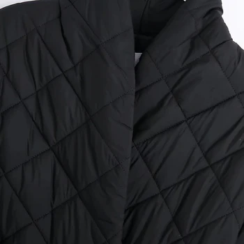 BBWM ir 2021. Ziemā Silts Vintage Cietā Vērtnes Bez Pogām, ar Kokvilnas Apģērbs Sieviešu Mētelis Gadījuma V Kakla Streetwear Parkas Šiks Ilgi Top