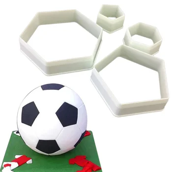 4 Izmēru Kūka Apdare Pomādes Pelējuma Sīkdatnēm Kuteris Futbola Bumbu Sīkfailu Plastmasas Sešstūra Kuteris Gumpaste Pomādes Pelējuma