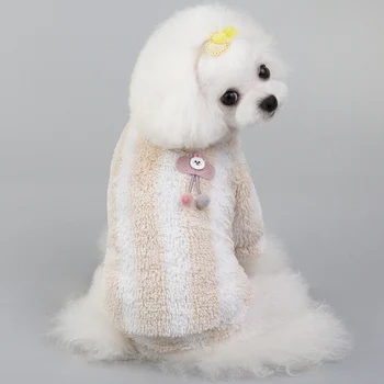 Mazo Suņu Apģērbu Mētelis Baltā Svītrainām Aitas Kucēnu Chihuahua Apģērbu Ziemā Silts Apģērbs Mode Pet Kostīms