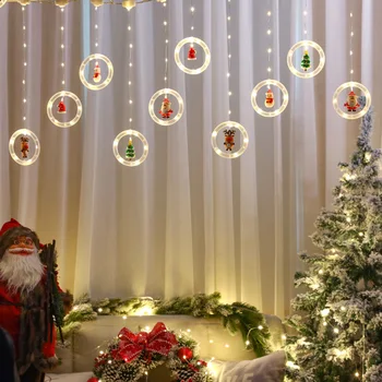 LED Ziemassvētku Rotājumi, Lampas Svētku Gaismas Dekori Vainags Jauno Gadu Dekori String Gaismas Santa Apdare Piederumi, lustras