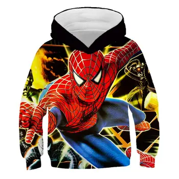 Spiderman Kapuci Bērniem Smieklīgi Ikdienas Krekls Super Varonis-Pontons Dzelzs-cilvēks 3-14 Gadiem Bērniem Zēni Meitenes Drēbes Topi Streetwear
