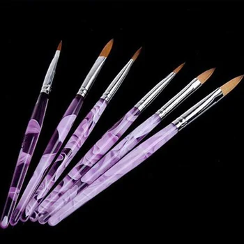 6Pcs Mix-Izmēri Birste Nagu Mākslas Otu UV Gēla Veidotāju Krāsošanas Otas Zīmēšanai, Pildspalvas Rīkoties ar Kristāla Cirsts Pildspalva Nagu Mākslas Rīks &1 komplekts
