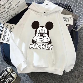 Jaunu Hoodies Mickey Minnie Mouse Kawaii Apģērbu Disney Sieviešu Karikatūras Pulovers Smieklīgi Rudens Ziemas Plus Samta Femme Sporta Krekls