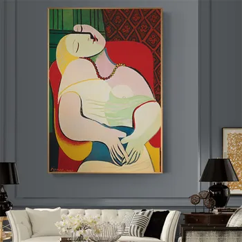 Sapņo Sieviete Plakātu ar Pikaso Abstraktā Audekls Gleznas Ziemeļvalstīm Sienas Art Pictures Plakātu Izdrukas Dzīvojamā Istaba Dekori
