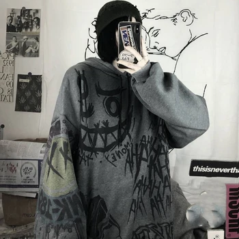 Gothic Japānu Multenes Harajuku Kapuci Sweatshits Sieviešu Rudens Drukāt Lielizmēra Punk Hoodies Sievietēm Hip Hop Streetwear Pollovers