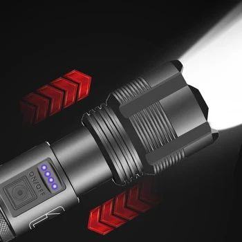 Super Spožas Saules Gaismiņa XHP50 Teleskopiskie Tālummaiņas Lāpu 5 Režīmi USB Āra Ūdensizturīgs Lukturi Laternas Kempings Zvejas