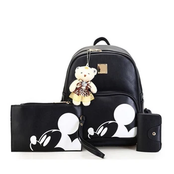 Disney 3/GAB. sieviešu soma Mickey karikatūra modes mugursoma atpūtas mugursoma āra ceļojumu soma rāvējslēdzēja schoolbag kompozītu PU soma