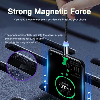 VYOPBC Magnētisko Kabeļu Rotējošo Micro USB C Tipa Ātrās Uzlādes Kabelis iPhone 12 11 Pro Huawei Xiaomi Tālruņa Uzlādes Vadu Kabelis