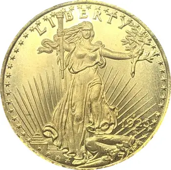 Amerikas Savienotās Valstis Brīvības 1925 S Divdesmit 20 Dolāru Saint Gaudens Double Eagle Ar Moto: Jo Dievs Mums Uzticas Zelta Monētu Kopijas