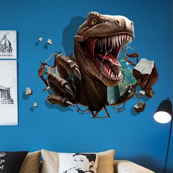 3D Dinozauru Broken Sienas Uzlīmes, viesistaba, Guļamistaba Fona Dekorēšana Art Sienas Filmas Plakāts, sienas uzlīmes bērniem numuri