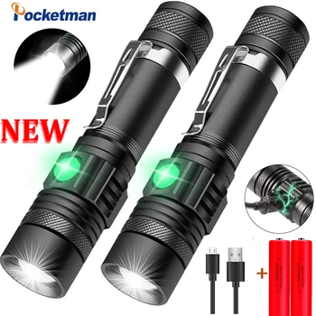 Pocketman V6/L2/T6 LED Lukturi USB Lādējamu Lukturīti, Velosipēdu Lāpu Āra Ūdensdrošs kabatas Lukturītis Zoom Lāpu