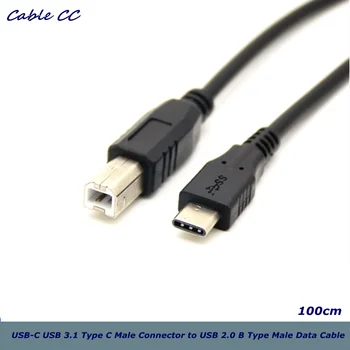 Vislabākā kvalitāte 100cm USB-C USB 3.1 C Tipa Vīriešu Savienotājs ar USB 2.0, B Tipa Vīriešu Datu Kabeli, lai Mobilo Telefonu un Printeri&Cietais Disks