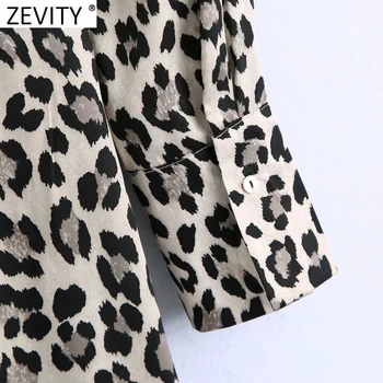 Zevity Sieviešu Vintage Leopards Drukāt Mežģīnes Augšu, Ietin Shirtwaist Kleita, Sieviešu, Elegants ar garām Piedurknēm Gadījuma Kimono Mini Vestidos DS9090
