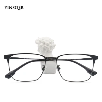Kvadrātveida Titāna Recepšu Brilles Rāmis Optisko Spectical Rāmis Vintage Sieviešu Brilles Retro Vīriešiem, Skaidrs, Briļļu Vīriešu YINSQER