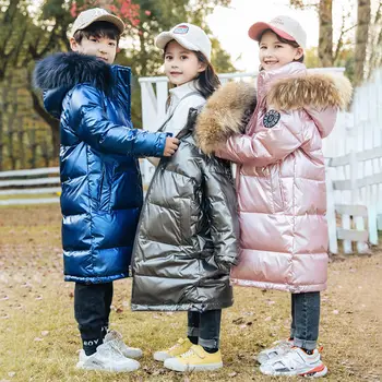 Ziemas mētelis dūnu jaka meitenēm drēbes, 4-14 y bērnu apģērbu sabiezēt virsdrēbes & mēteļi ar dabu bērniem Parkas Virsdrēbes