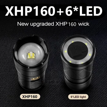Jaunu Jaunināšanas XHP160 Spēcīgākajiem LED Lukturīti Lāpu 18650 XHP90.2 Taktiskais Lukturītis Uzlādējams XHP70.2 Kempings Flash Gaismas