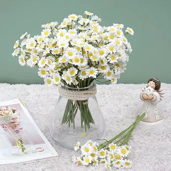 6Pcs/saišķis Kumelīšu Margrietiņa ziedi piemājas dārzā apdare viltus ziedi ziedi artificiales balts indie istabas interjeru