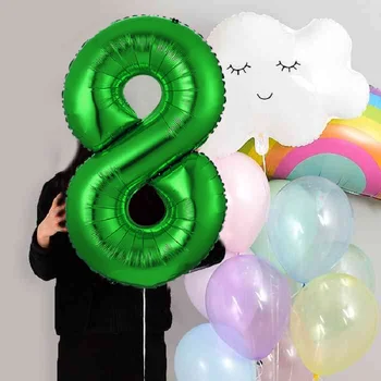 1pc 32 collu zaļā numuru digitālo 0 12 3 4 5 6 7 8 9 folijas gaisa balons 