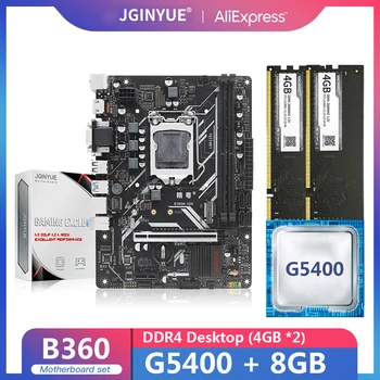 JGINYUE B360 Mātesplati LGA 1151 Set Komplekts Ar Intel Pentium G5400, CPU, Procesors, 8 GB(2*4 GB)DDR4 Atmiņas M. 2 NVME M ATX B360M-VDH