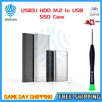 USB3.1 HDD Enclosure M. 2 USB SSD Cietā Diska Lietā C Tipa 3.1. līdz B+M taustiņš)/B taustiņu Savienotājs 2242/2260/2280 M2 SATA SSD Gadījumā