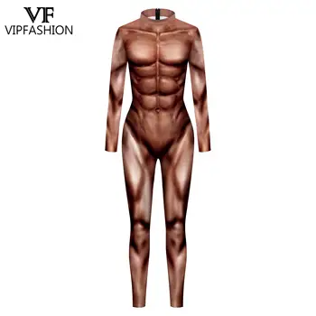 VIP MODES Zentai Tērpu Halloween Bodysuit Pieaugušo, Vīriešu, Smieklīgi Muskuļu 3D Drukas Jumpsuit Plus Lieluma Cosplay Kostīms